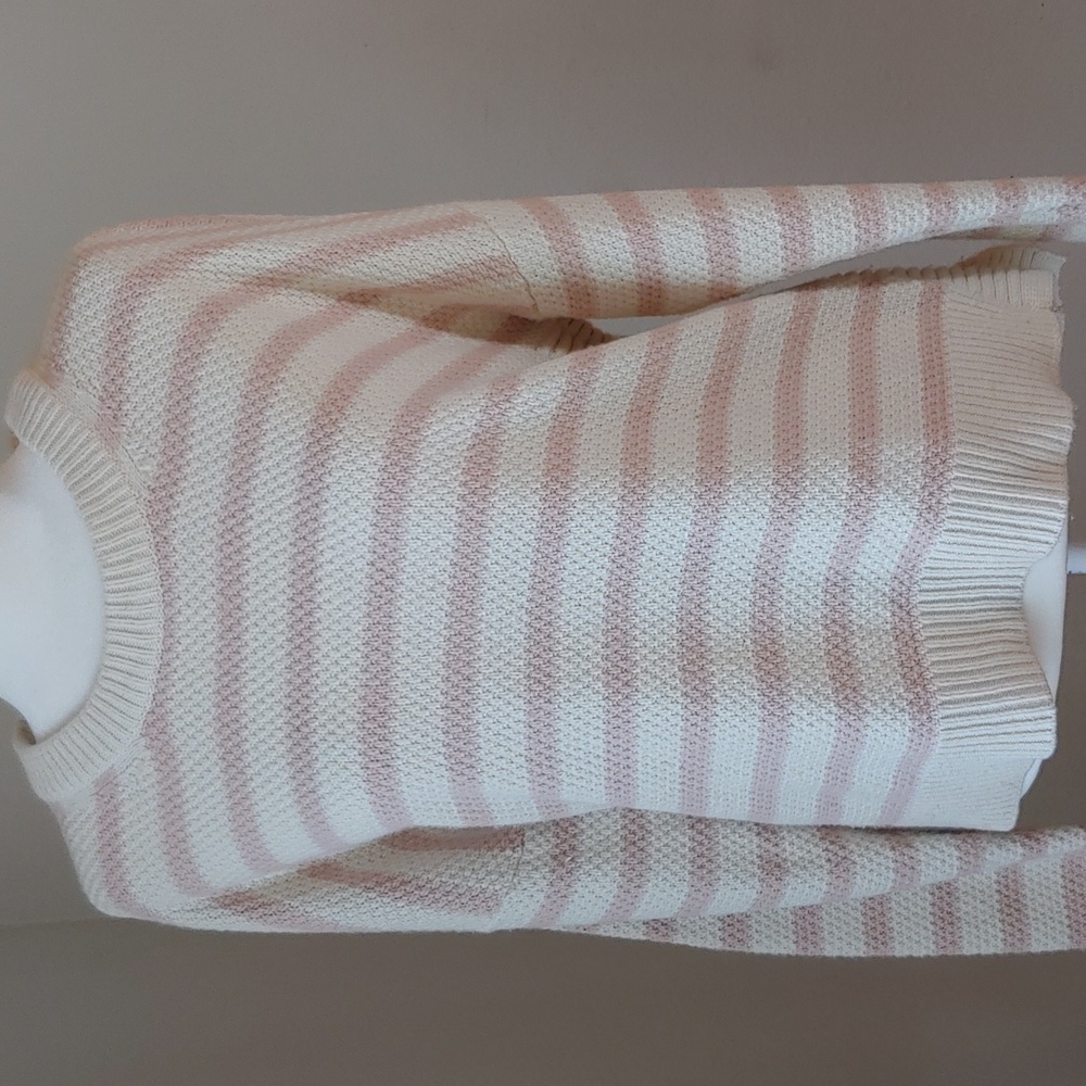 Madewell Pickford Pullover Women's Sweater Cream and Pink Stripe Size Large